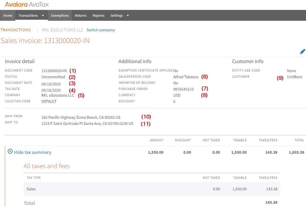 AvaTax for Sage 500 ERP What Data is Used in this Interface?